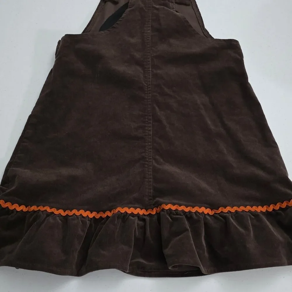 Gymboree Girls Embroidered Turkey Thanksgiving Corduroy Overalls Dress Size 10